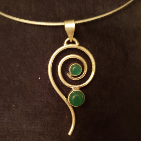 🌍GENUINE Chalcedony Sterling silver necklace - Picture 2 of 3